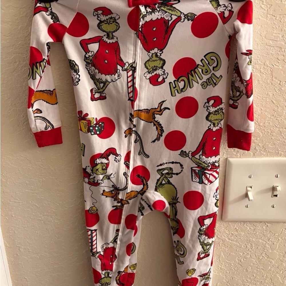Grinch Christmas One Piece Zippered Pajamas - 18M